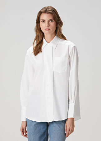 House Of Dagmar Kadın Beyaz Asimetrik Poplin Gömlek 36 Fr