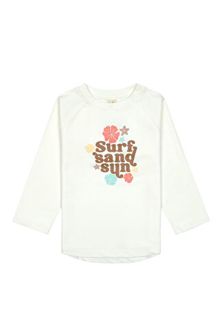 Lassig Kız Çocuk Flowers Uv Korumalı Sea Salt Uzun Kollu T-shirt Mayo Beyaz 25-36 Ay -1