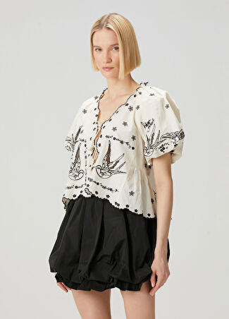 Sea Kadın Kingsley Krem Nakışlı Bluz Bej L