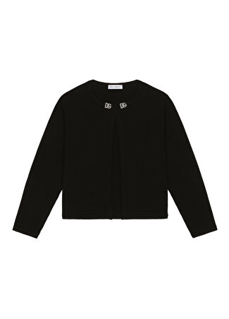 Dolce&gabbana Kız Çocuk Siyah Logo Detaylı Kaşmir Kardıgan 4 Yaş