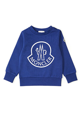 Moncler Erkek Çocuk Mavi Logolu Sweatshirt 10 Yaş -1