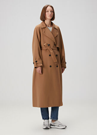 Tommy Hilfiger Kadın Oversized Kahverengi Yün Palto L/xl -1
