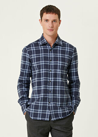 Kiton Erkek Mavi Ekose Desenli Gömlek 41 It