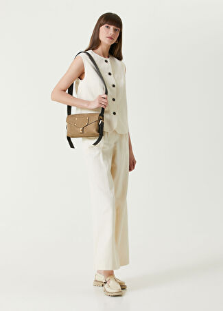 Allsaints Kadın Payton Çizgili Wide Leg Pantolon Bej 8 Uk