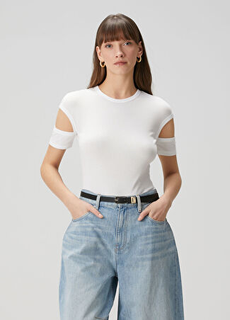 Helmut Lang Kadın Slim Fit Beyaz T-Shirt Xs