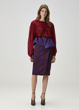 Dries Van Noten Kadın Bordo Midi Etek 34 It