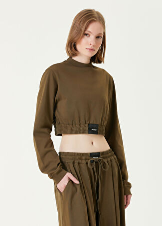 Palm Angels Kadın Haki Crop Sweatshirt Xs