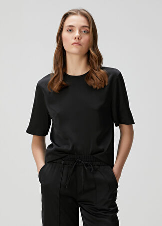 Allsaints Kadın Amelie Siyah Saten T-Shirt 4 Uk