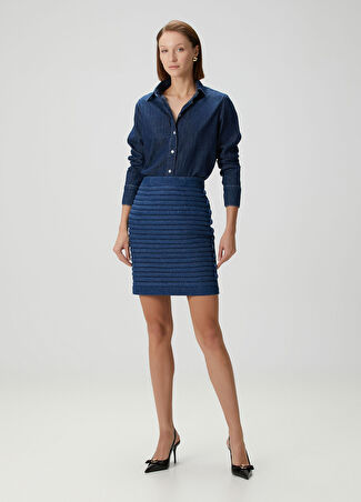 Versace Kadın Fitted Mavi Mini Denim Etek 40 It