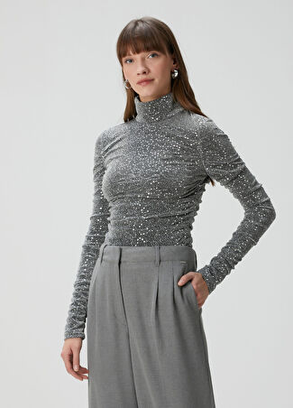 Dolce&gabbana Kadın Silver Payetli Bluz Gri 40 It