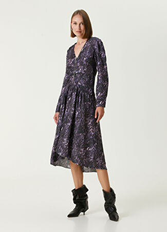 Isabel Marant Kadın Mor Desenli Midi Elbise 34 Fr