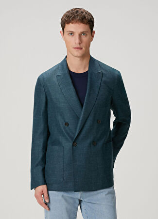 Zegna Erkek Mavi Kaşmir Kruvaze Ceket 50 It