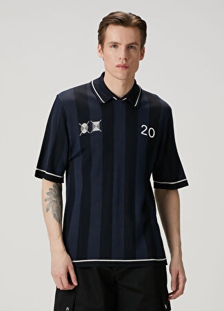 Jacquemus Erkek Loose Fit Liga Lacivert Polo Yaka Kısa Kollu Triko M