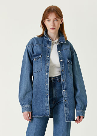 Made In Tomboy Kadın Round Mavi Gömlek S