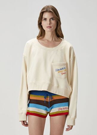 Dsquared2 Kadın Kırık Beyaz Sweatshirt M