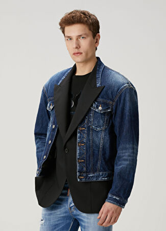 Dsquared2 Erkek Be Cool Nice Lacivert Denim Garnili Ceket 48 It