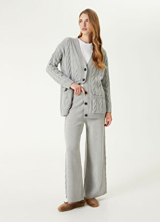 Beymen Collection Collection Kadın Gri Saç Örgü Detaylı Triko Pantolon S