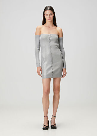 Mm6 Maison Margiela Kadın Gri Straplez Mini Elbise S