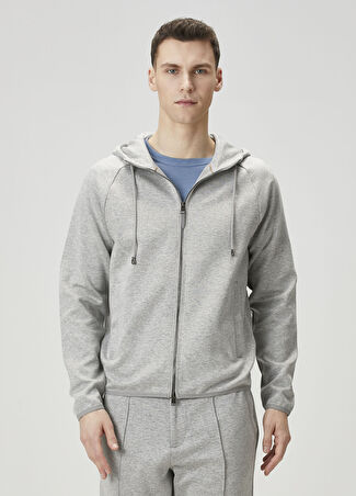 Boss Erkek Gri Kapüşonlu Sweatshirt Xxl