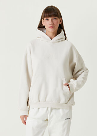 Balenciaga Kadın Kapüşonlu Logolu Sweatshirt Bej S