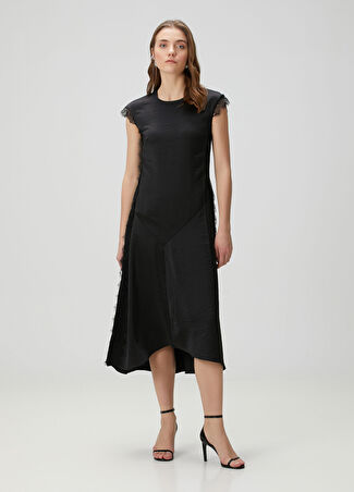 Allsaints Kadın Lyra Siyah Midi Elbise 4 Uk