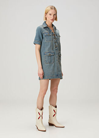Zadig&voltaire Kadın Record Mavi Mini Denim Elbise Xs