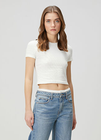 T By Alexander Wang Kadın Beyaz Logolu T-Shirt L