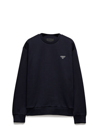 Prada Erkek Mavi Teknik Pamuklu Sweatshirt M -1