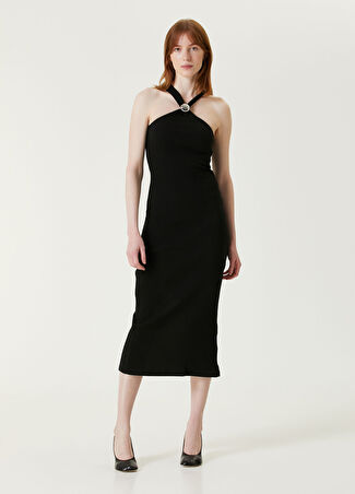 Loewe Kadın Siyah Halter Yaka Midi Elbise M