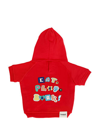 Hypet Fashion Eat Play Bark Hoodie Kırmızı Köpek Kıyafeti 2 - 1