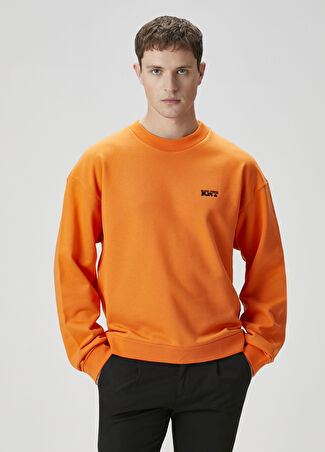 Knt Erkek Turuncu Logo Nakışlı Sweatshirt Xl