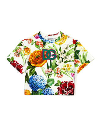 Dolce&gabbana Kız Çocuk Çiçek Baskılı T-Shirt