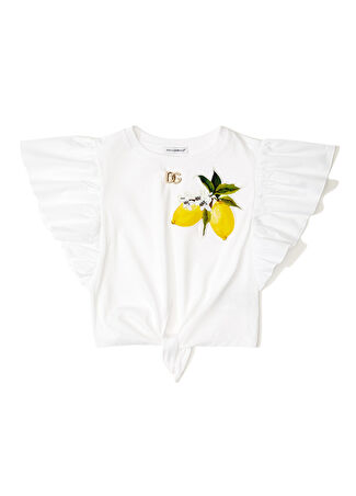 Dolce&gabbana Kız Çocuk Beyaz Volanlı T-Shirt 5 Yaş