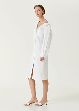 Jacquemus Kadın Beyaz Asimetrik Midi Gömlek Elbise 38 It