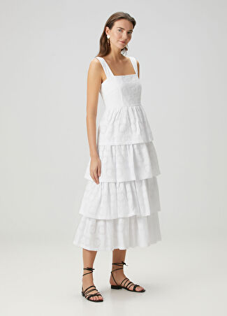 Beymen Collection Collection Kadın Beyaz Nakışlı Midi Elbise 34