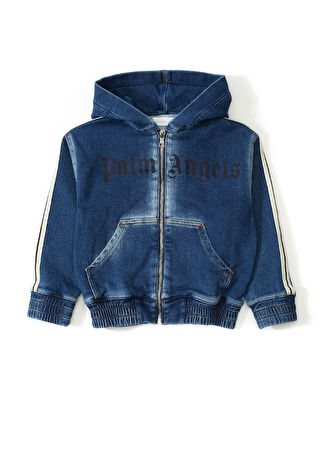 Palm Angels Erkek Çocuk Mavi Logo Baskılı Sweatshirt 12 Yaş