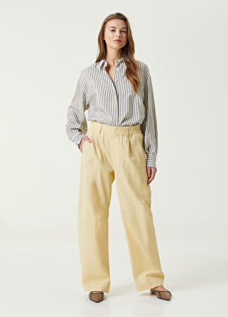 Brunello Cucinelli Kadın Sarı Wide Leg Pantolon 34 It