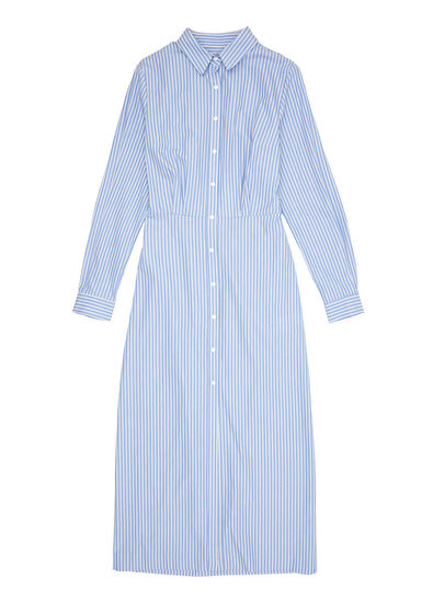 Beymen Club Blue Striped Midi Shirt Dress - 7