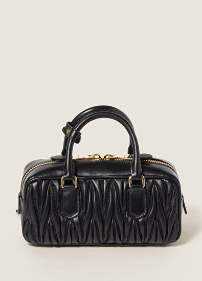 Miu Miu Arcadie Matelassé Siyah Napa Deri Kadın El Çantası - 3