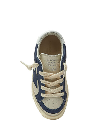 Golden Goose May Beyaz Mavi Çocuk Deri Sneaker - 4
