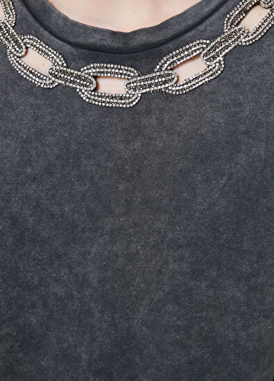 Beymen Club Anthracite Collar Chain-Detailed Sweatshirt - 5