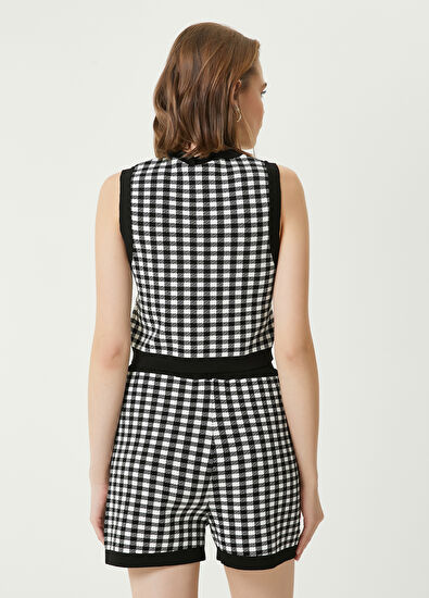 Beymen Club Black White Checkered Knit Tank Top - 6