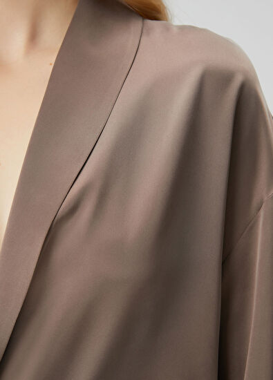 Beymen Club Kahverengi Kruvaze İpek Gömlek - 6