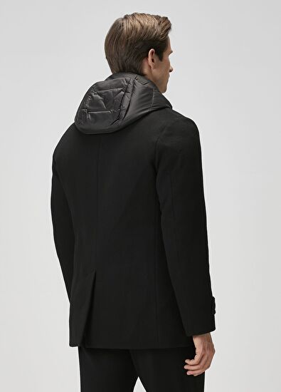 Moorer Siyah Yün Kruvaze Palto - 4