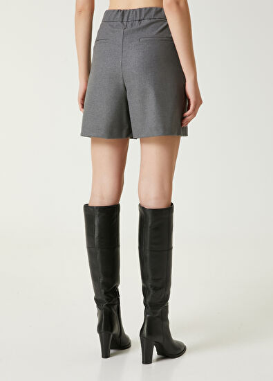 Beymen Club Grey Pleated Mini Shorts Skirt - 6
