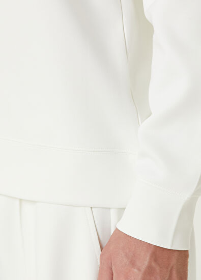 Beymen Club Beyaz Kapüşonlu Kazlı Logo Detaylı Sweatshirt - 7