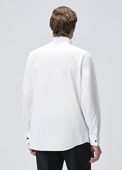 Custom Fit Beyaz Smokin Gömleği - Görsel 6
