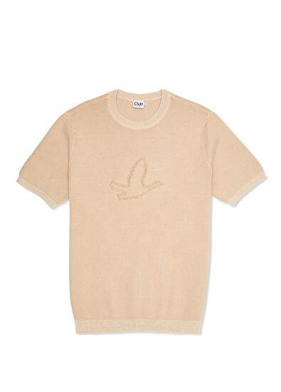 Beymen Club Bej Logo Jakarlı Kısa Kollu Kazak - 7