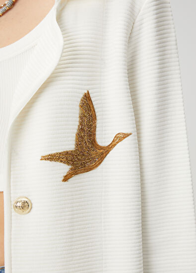 Beymen Club Beyaz İşlemeli Logolu Hırka - 7