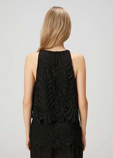 Beymen Club Black Guipure A-Line Blouse - 5